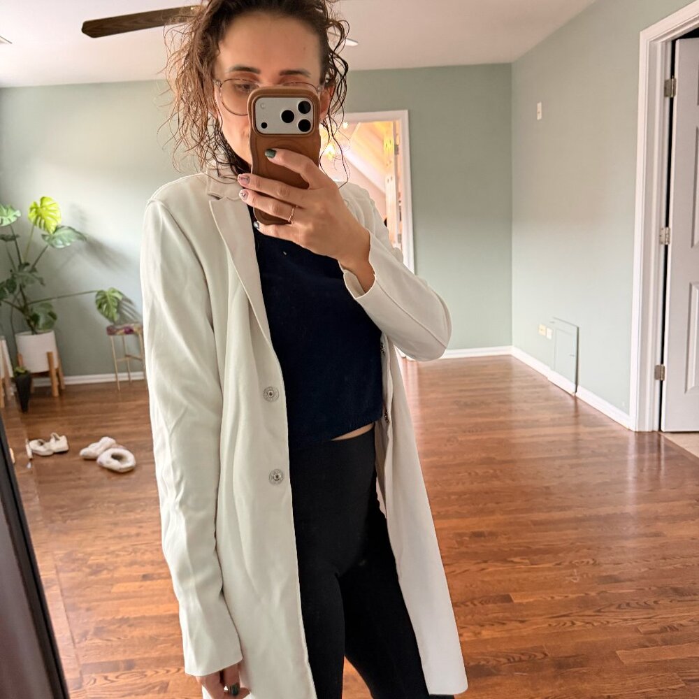 Carolina Belle Montreal White Longline Blazer – XS